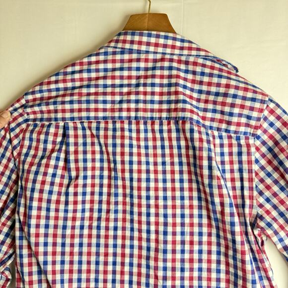 Nick Dunn London Mens L Modern Fit Dress Shirt Red White Blue 16/16.5‎ 34-35 J1 - Picture 7 of 7
